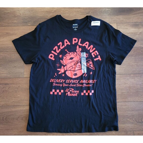 Pizza Planet Pixar Shirt XL Black Delivery Alien Red Old Navy Unisex - Picture 11 of 11